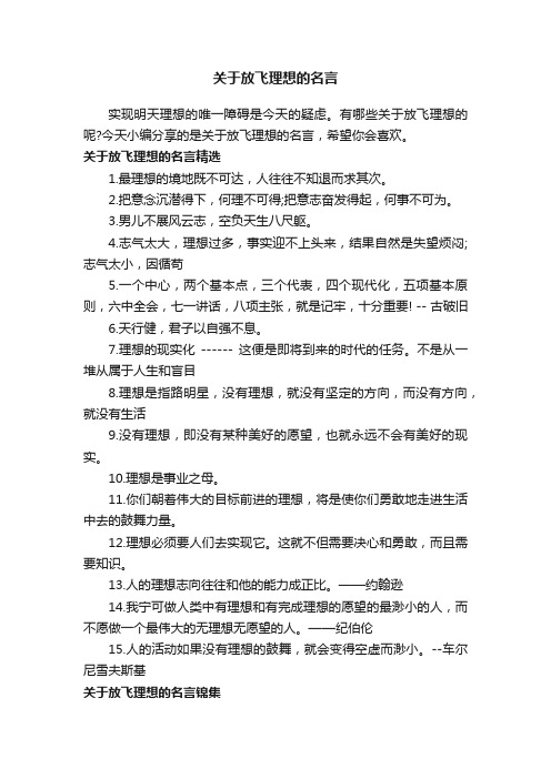 关于放飞理想的名言