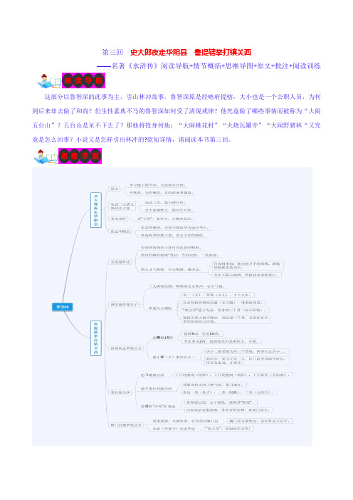 第三回史太郎夜走华阴县鲁提辖拳打镇关西-名著《水浒传》阅读导航情节概括思维导图原文批注阅读训练