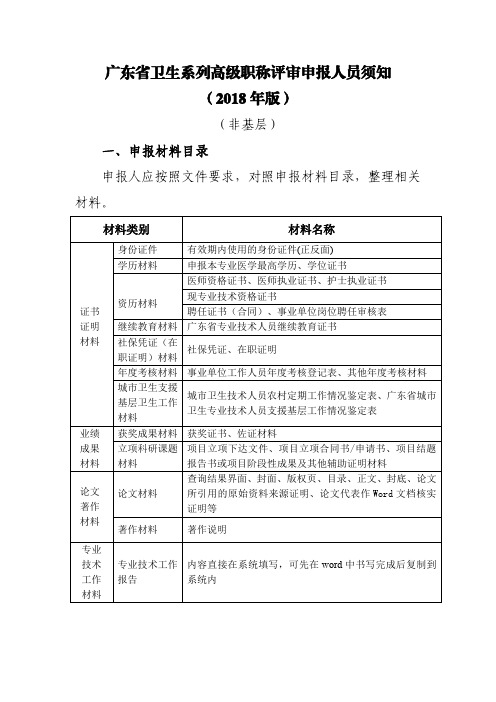 广东省卫生系列高级职称评审申报人员须知(2018年版)