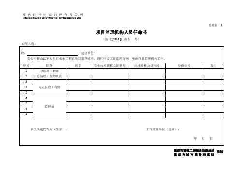 2016年最新监理用表