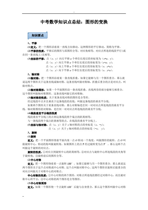 中考数学知识点总结：图形的变换