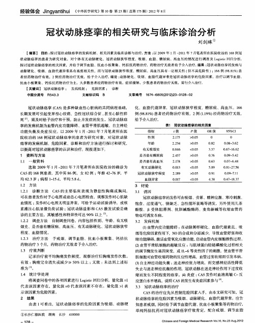 冠状动脉痉挛的相关研究与临床诊治分析