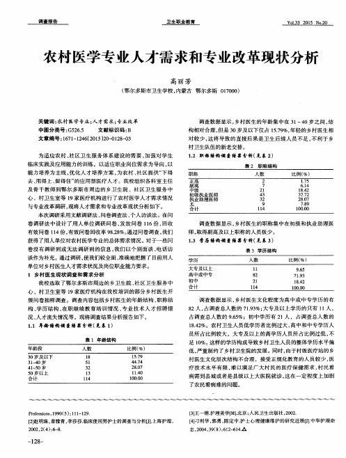 农村医学专业人才需求和专业改革现状分析