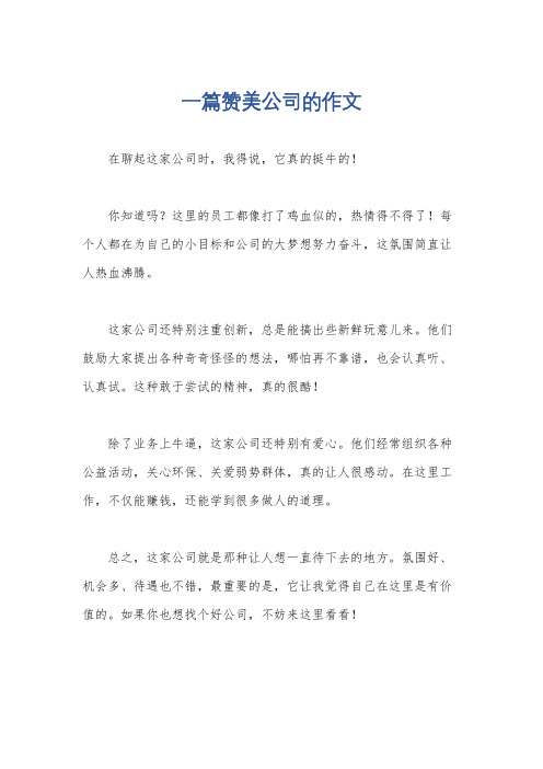 一篇赞美公司的作文