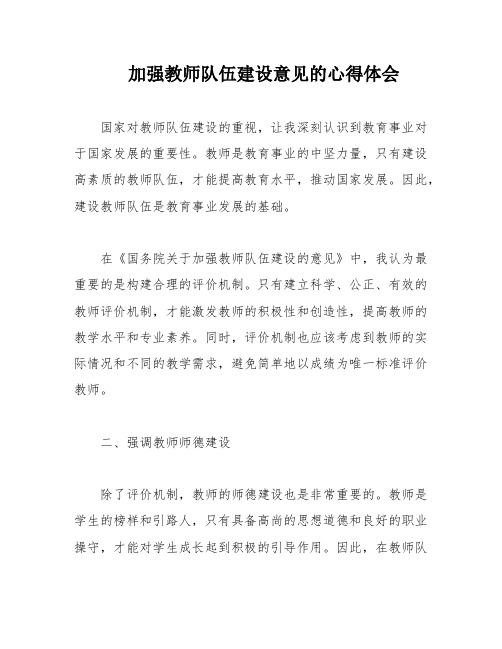 加强教师队伍建设意见的心得体会