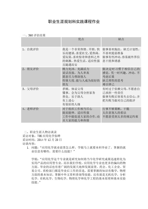 职业生涯规划科实践课程作业