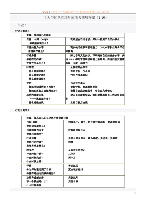 个人与团队管理形成性考核册答案(1-10 )