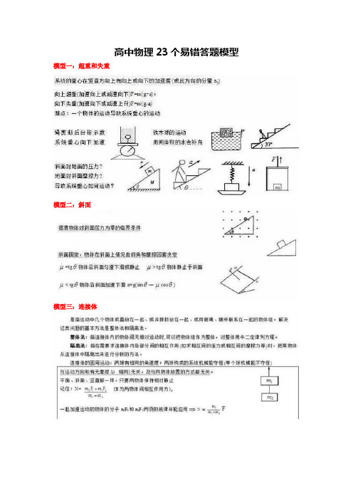 高中物理23个易错答题模型汇总分享