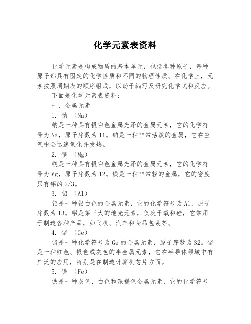 化学元素表资料