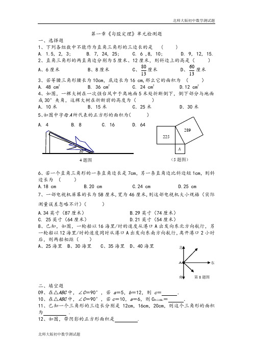 北师大版八年级数学上册第一章复习测试卷