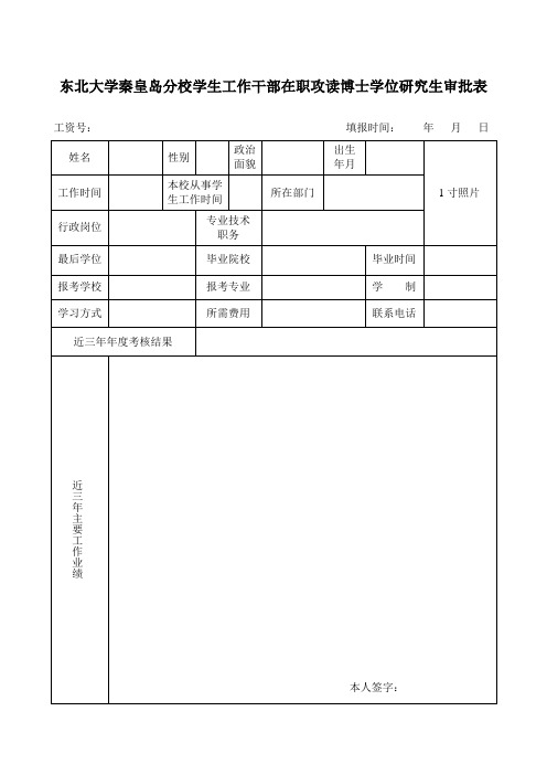 东北大学秦皇岛分校学生工作干部在职攻读博士学位研究生审