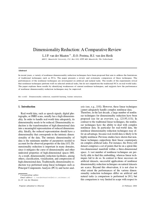 (2008)Dimensionality reduction： A comparative review