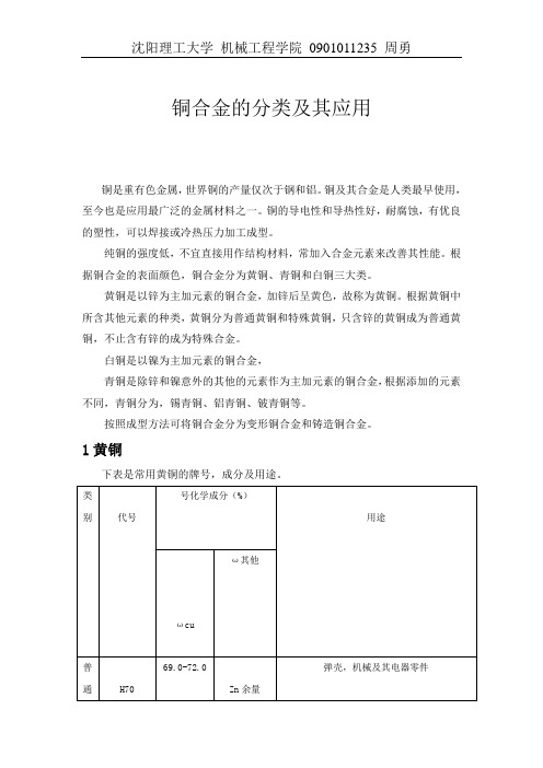 铜合金分类