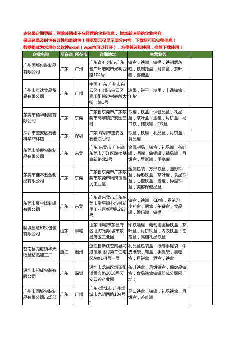 新版全国月饼铁盒工商企业公司商家名录名单联系方式大全302家