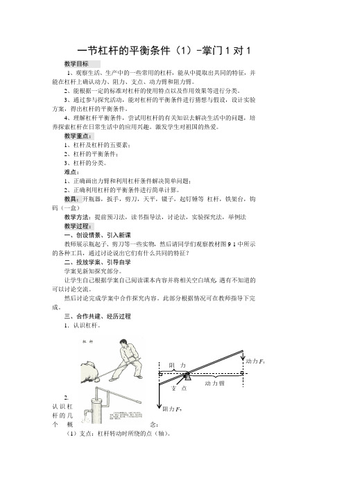 《杠杆的平衡条件》教案