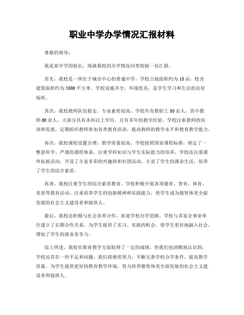 职业中学办学情况汇报材料