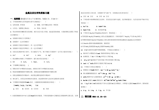 化学人教版高中必修1金属及其化合物性质练习题