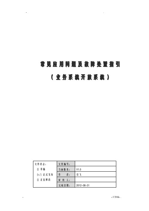 二代支付系统常见应用问题及故障处置指引业务系统开放系统