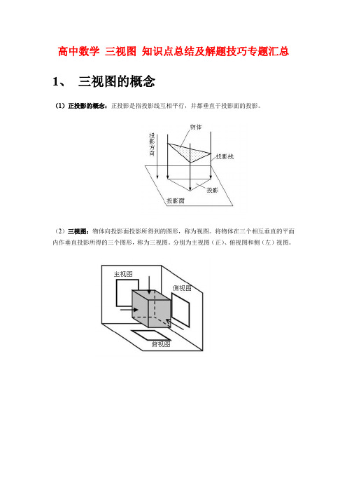 高中数学 三视图 知识点总结及解题技巧专题汇总