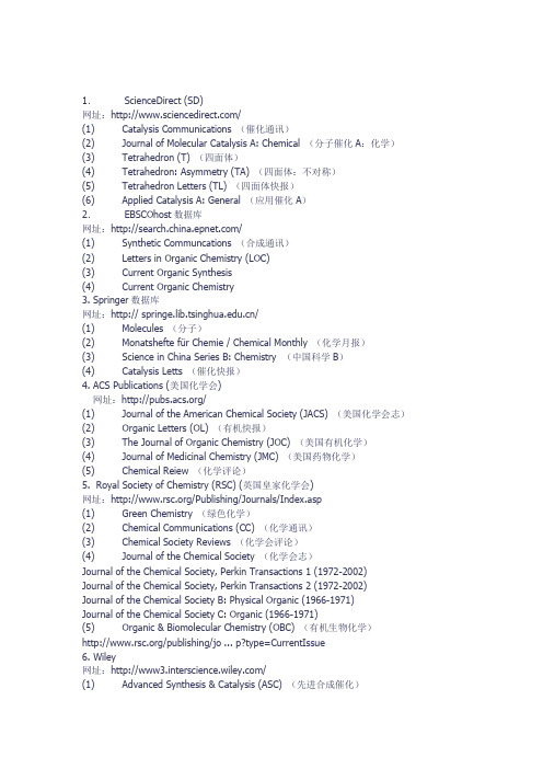 做化学实验必须要知道的网站