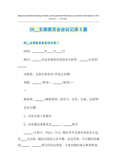 支部委员会会议记录3篇