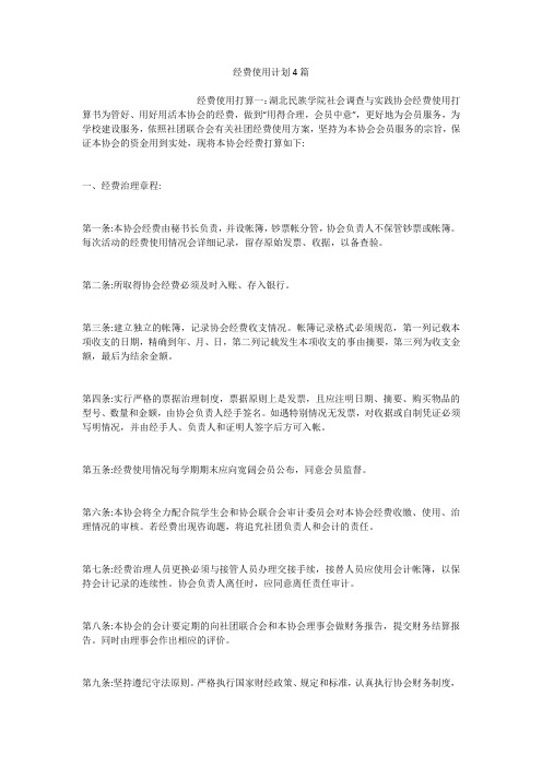 经费使用计划4篇