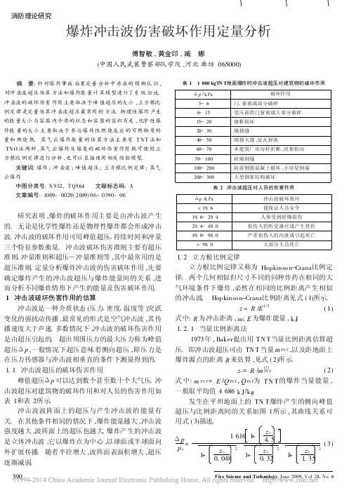 爆炸冲击波伤害破坏作用定量分析