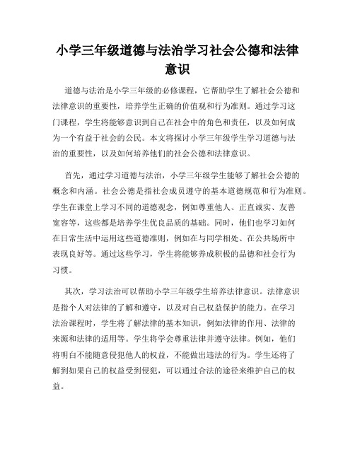 小学三年级道德与法治学习社会公德和法律意识