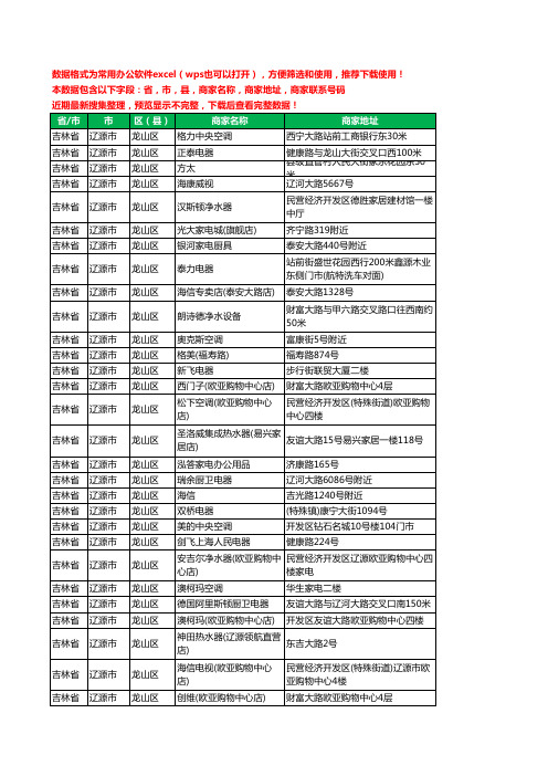 2020新版吉林省辽源市龙山区家用电器工商企业公司商家名录名单联系电话号码地址大全77家