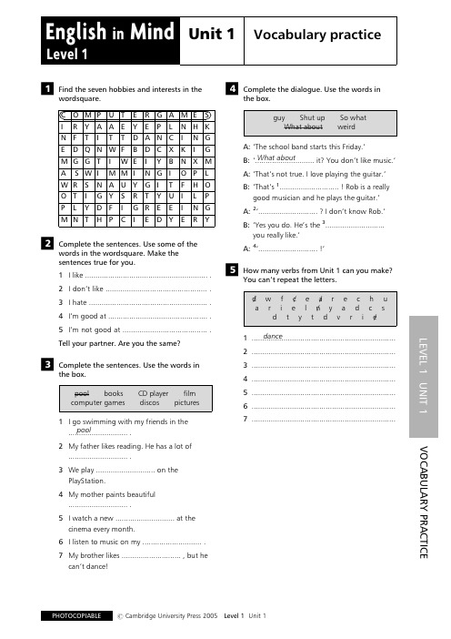 english-in-mind-level1-elementary-unit1-vocabulary-worksheet