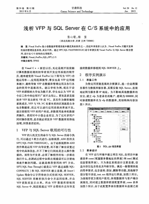 浅析VFP与SQL Server在C／S系统中的应用