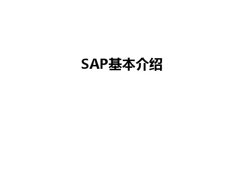 最新SAP基本介绍