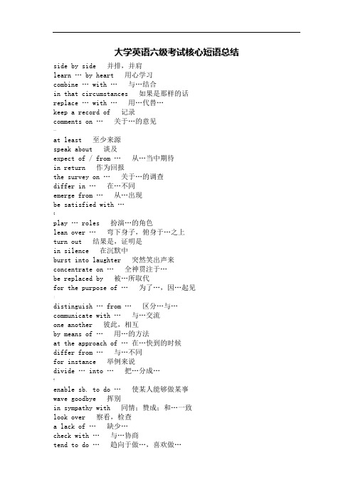 大学英语六级核心短语总结