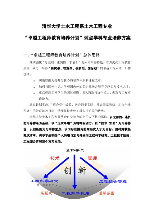 清华大学土木工程专业卓越工程师培养方案