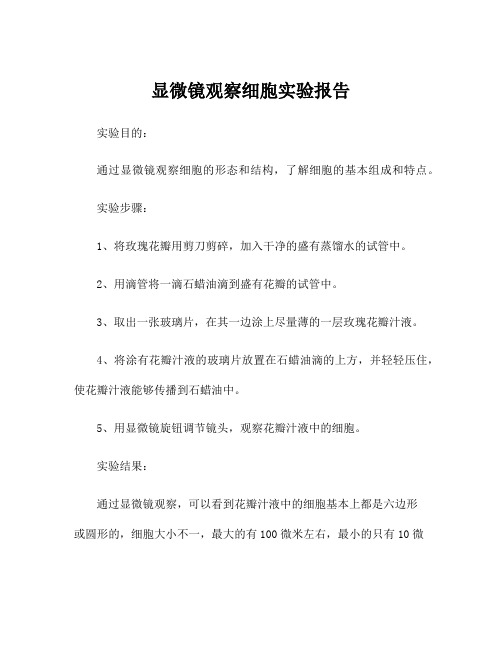 显微镜观察细胞实验报告