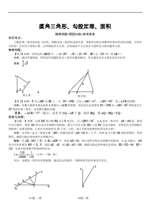 初二数学 勾股定理、面积精典例题含参考答案