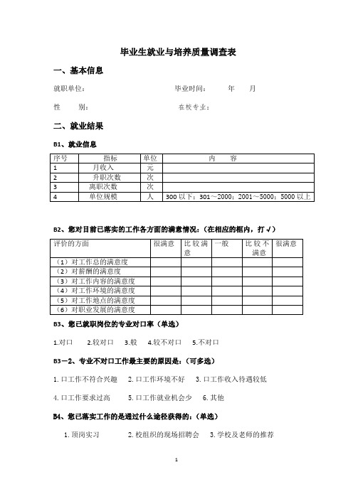 毕业生就业与培养质量调查表