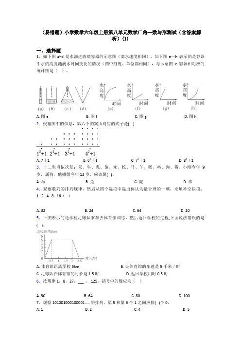 (易错题)小学数学六年级上册第八单元数学广角—数与形测试(含答案解析)(1)