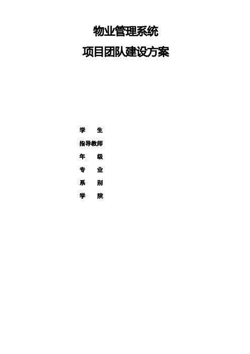 项目团队建设方案