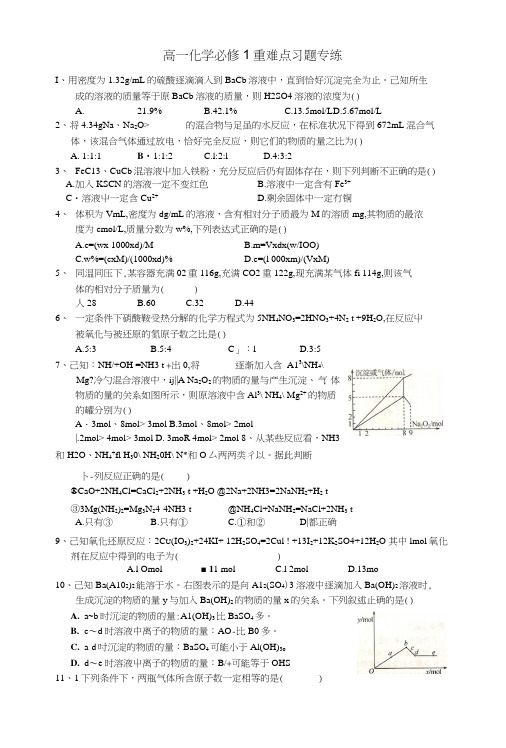 高一化学必修1重难点习题专练与答案.docx