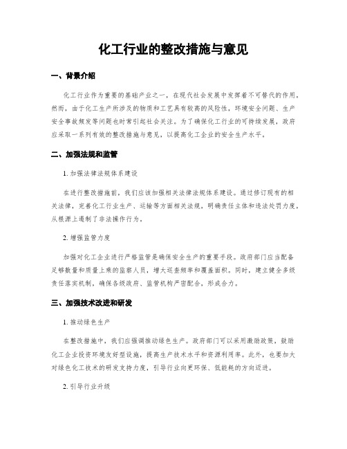 化工行业的整改措施与意见