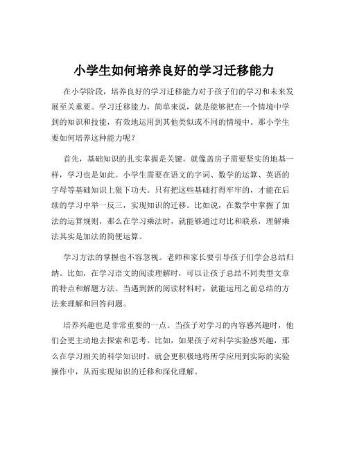 小学生如何培养良好的学习迁移能力