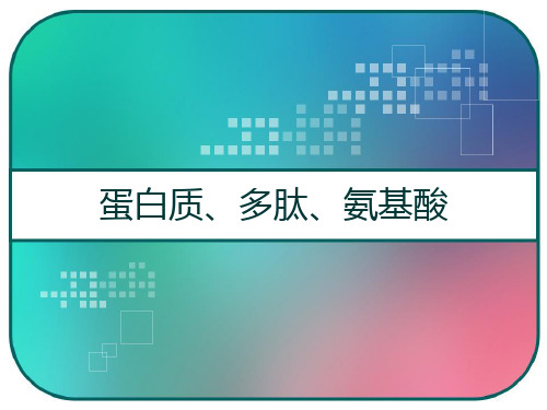 蛋白质、多肽、氨基酸概述及分类重点 PPT