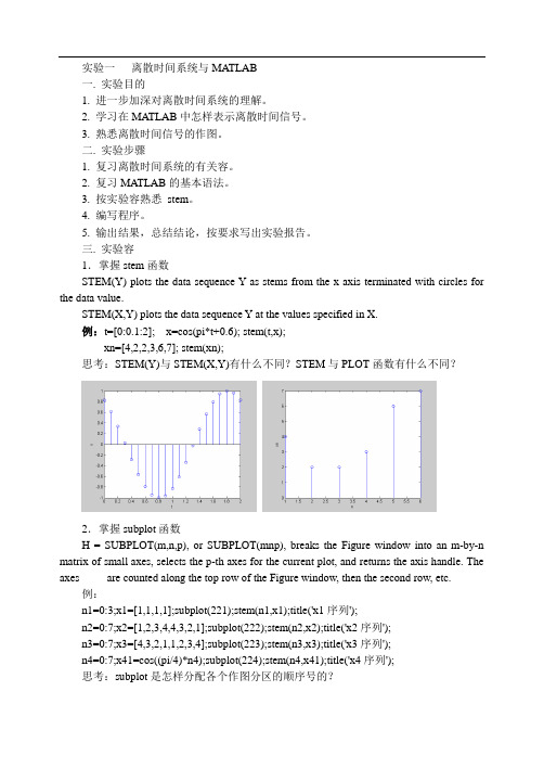 数字信号处理实验指导书(带源程序)