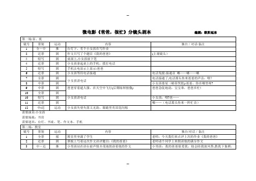 微电影《爸爸-很忙》分镜头剧本