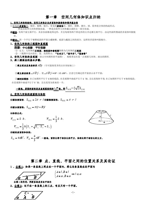 空间立体几何知识点归纳(最新整理)