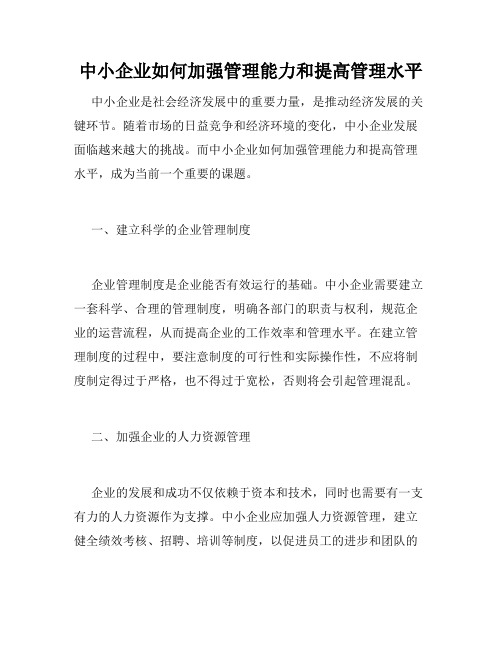 中小企业如何加强管理能力和提高管理水平