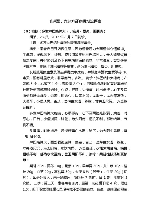 毛进军：六经方证病机辩治医案