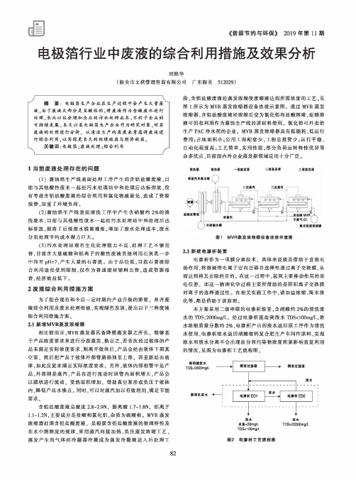 电极箔行业中废液的综合利用措施及效果分析