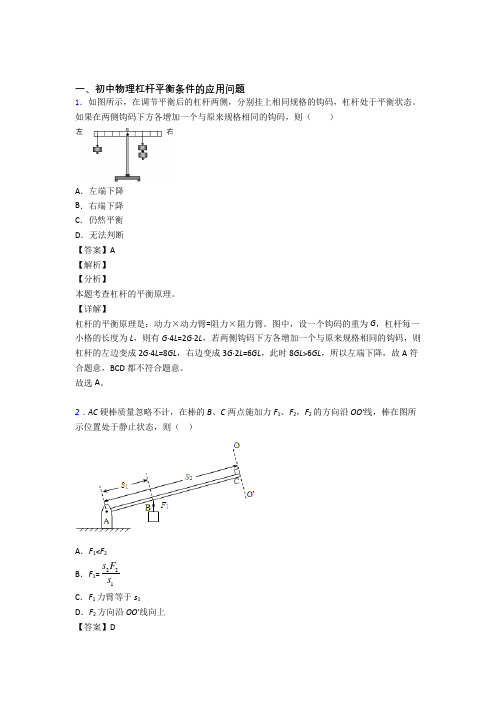 中考物理杠杆平衡-经典压轴题及答案